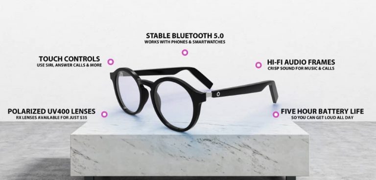 Lunettes Intelligentes Bluetooth Avec Assistant IA - Haut-parleur, Micro, Traduction Temps Réel, Lentilles Polarisées Gris